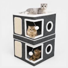 CAMA CUCHA PLEGABLE CON RASCADOR GRIS