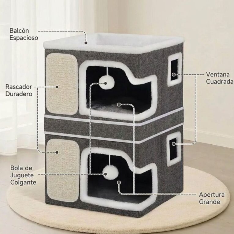 CAMA CUCHA PLEGABLE CON RASCADOR GRIS.1