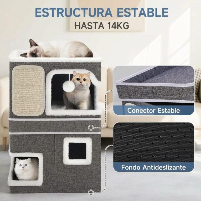 CAMA CUCHA PLEGABLE CON RASCADOR GRIS.3